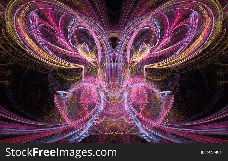 Colorful butterfly fractal on black background