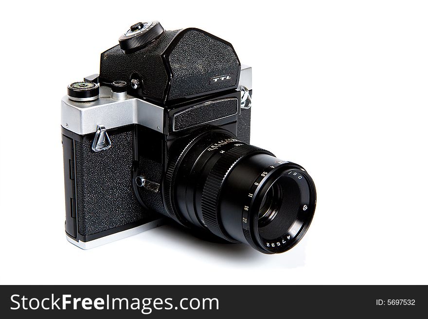 Medium format camera isolated over white