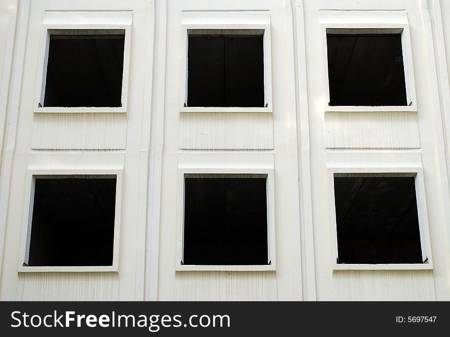 Undeveloped windows in the office building