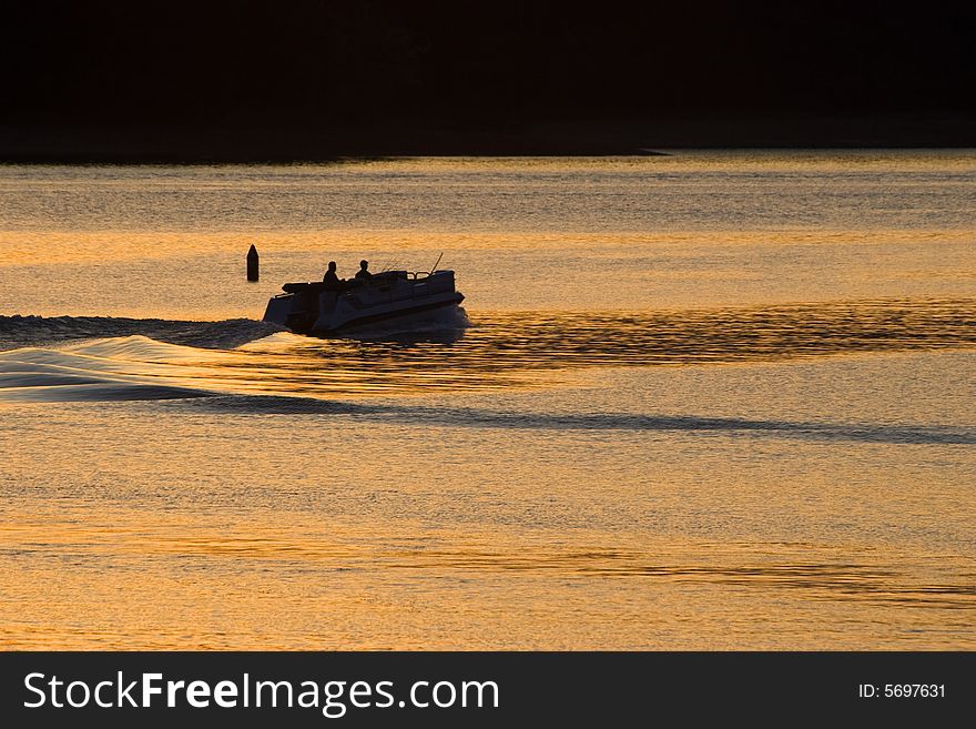 Fishing at sunset