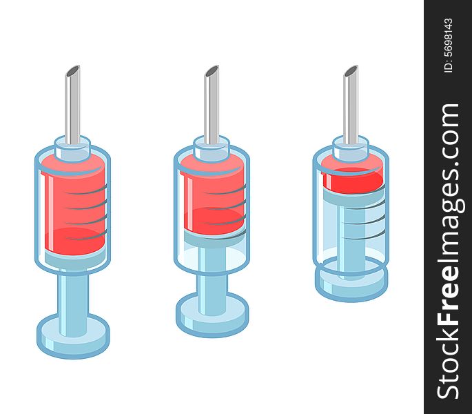 Vector illustration of syringes with different levels of blood