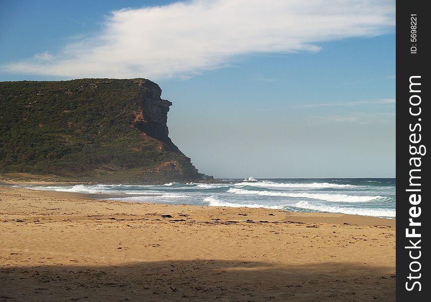 Sandstone rock and ocean