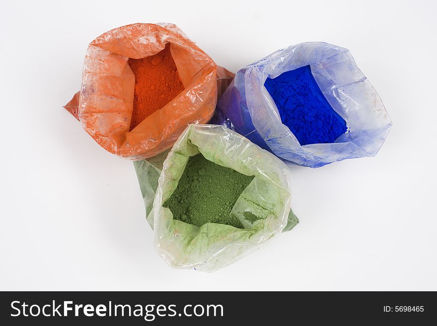 Red, green and blue pigment colours. Red, green and blue pigment colours