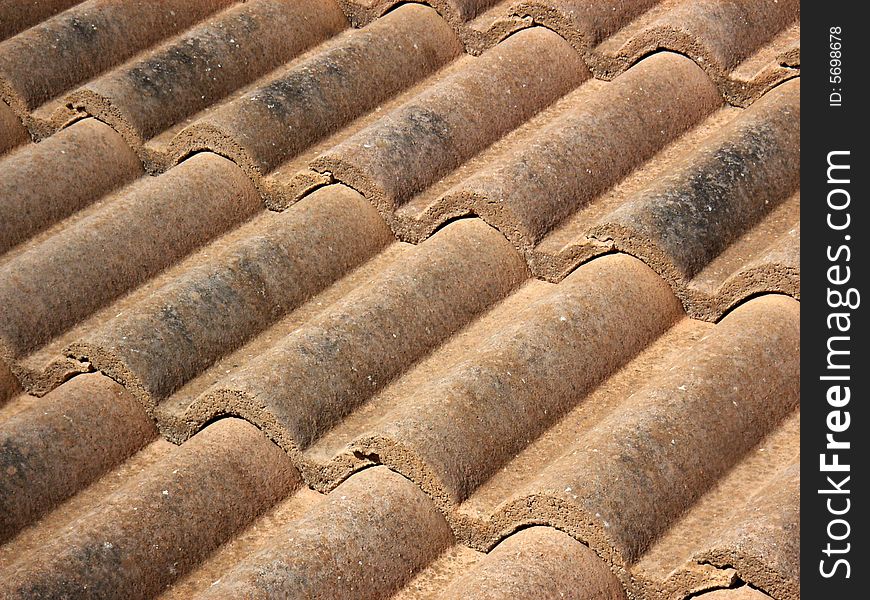 Adobe tiles in a roof of a house in Majorca