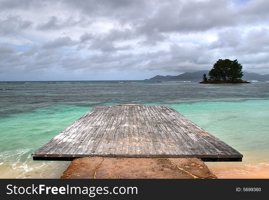 HDR image of the beach in La Digue island, Seychelles. HDR image of the beach in La Digue island, Seychelles