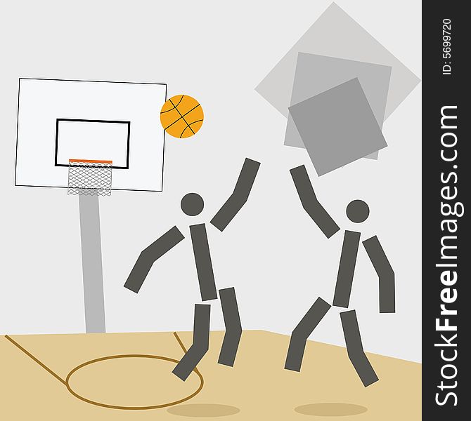 Stylized vector illustration of a basketball game