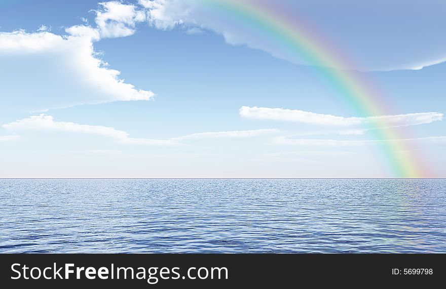 Beautiful rainbow over the sea