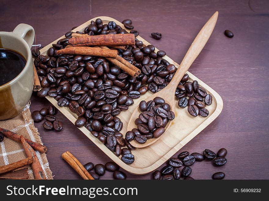Coffee On Grunge Wooden Background