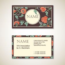 Vector Brown Floral Visit Card Template Stock Images Vector Brown Floral Visit Card Template Stock Images