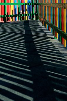 Colour, Shapes And Shadows In A Childrens Playground Stock Photo Colour, Shapes And Shadows In A Childrens Playground Stock Photo