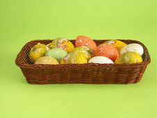 Easter Eggs In Wicker Basket Stock Photos Easter Eggs In Wicker Basket Stock Photos