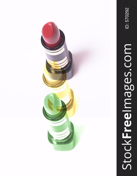 Lipsticks representing traffic light