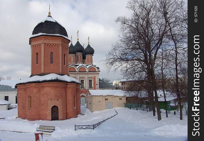 An architectural ensemble of the Is high-Peter monastery. A cathedral in the name of Sacred Peter - Метрополита Moscow and всея Russia. 1514-1517. Architect Aleviz Frjazin. A monument of history and culture. On a background the Temple in honour of Боголюбской icons of Divine mother and a crypt of boyars Нарышкиных. The photo is made in Moscow (Russia). Original date/time: 2006:03:06. An architectural ensemble of the Is high-Peter monastery. A cathedral in the name of Sacred Peter - Метрополита Moscow and всея Russia. 1514-1517. Architect Aleviz Frjazin. A monument of history and culture. On a background the Temple in honour of Боголюбской icons of Divine mother and a crypt of boyars Нарышкиных. The photo is made in Moscow (Russia). Original date/time: 2006:03:06.