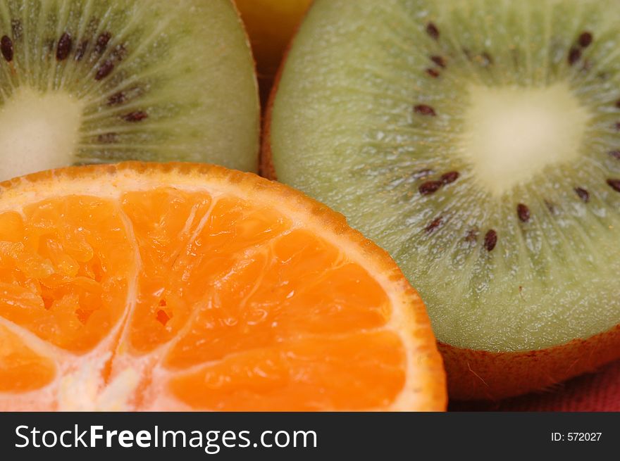 Kiwi and orange fruit. Kiwi and orange fruit