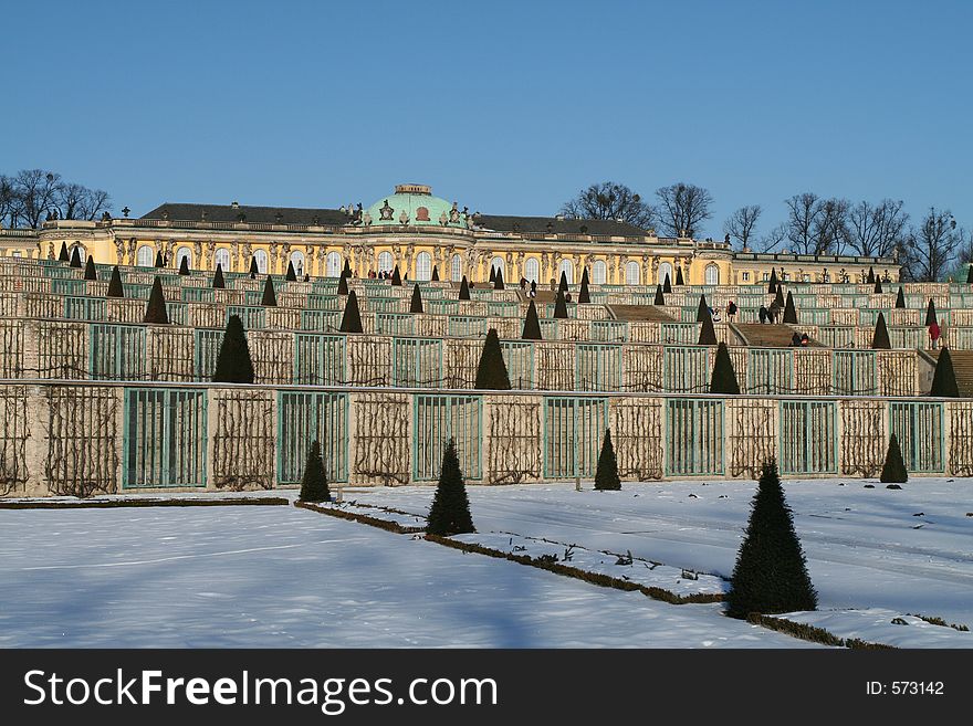 Castle of Sanssouci in wintertime. Castle of Sanssouci in wintertime