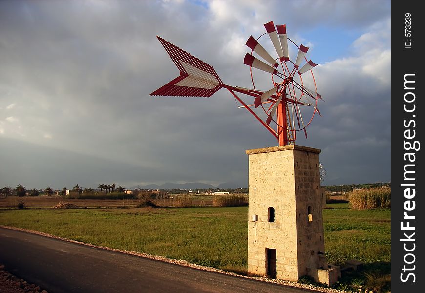 Windmill in a farm in Majorca used for irrigation