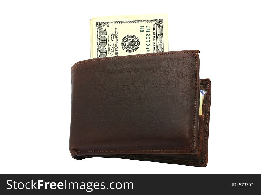 Wallet with 100 Dollars bills