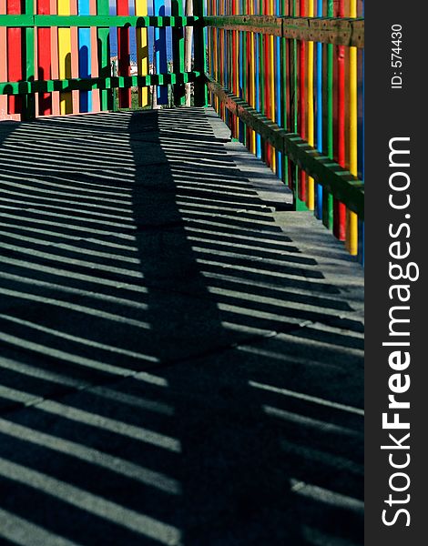 Colour, shapes and shadows in a childrens playground