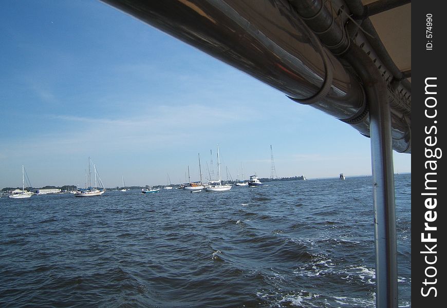 Riding around cheaspeake bay in a water taxi