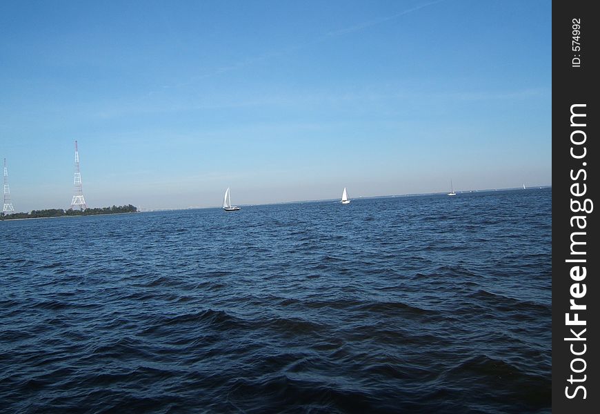 Sail boats on the bay. Sail boats on the bay