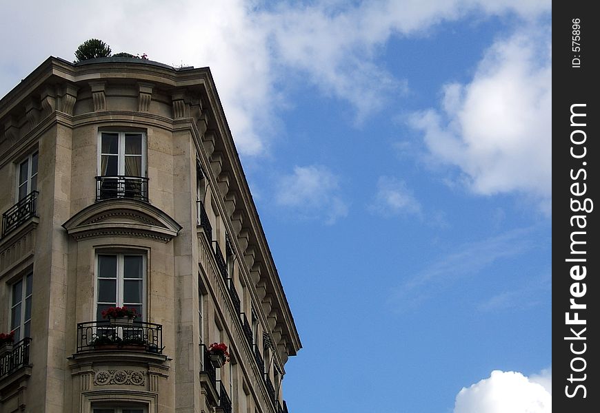 Traditional building in Paris with space copy