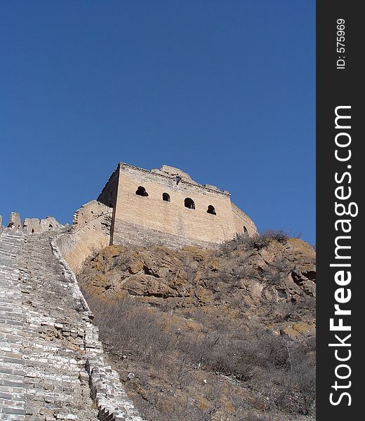 The Great Wall of China, looking up to tower