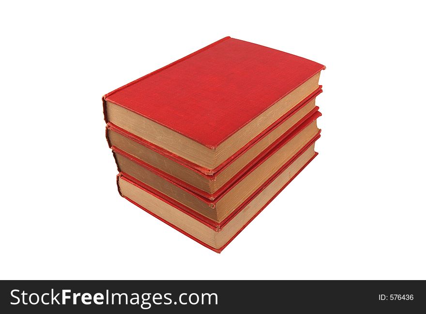 Closeup of old books. Hand drawn clipping path included for maximum flexibility.
