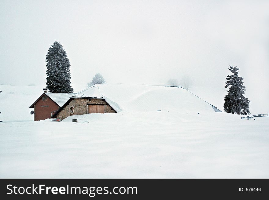 A hut in the Alps near Lyon, France. A hut in the Alps near Lyon, France.