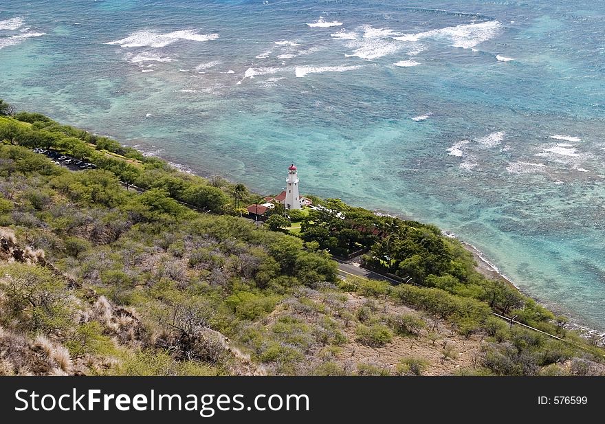 Lighthouse on the shores of South Oahu, just below Diamond Head volcano. Lighthouse on the shores of South Oahu, just below Diamond Head volcano.