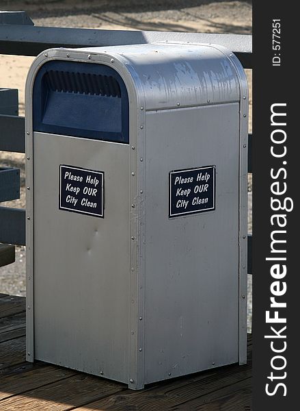 Trash can on a Dock. Trash can on a Dock