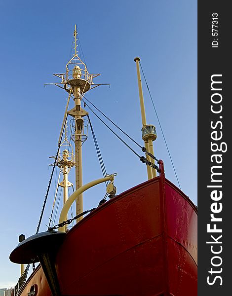 Red boat at Seaport, Manhattan, NY