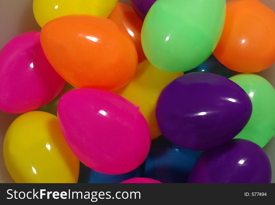Brightly colored plastic eggs