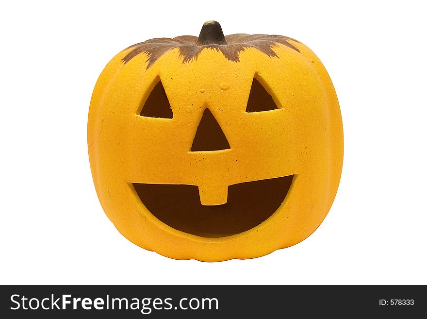 Friendly looking pumpkin. File contains clipping path. Friendly looking pumpkin. File contains clipping path.