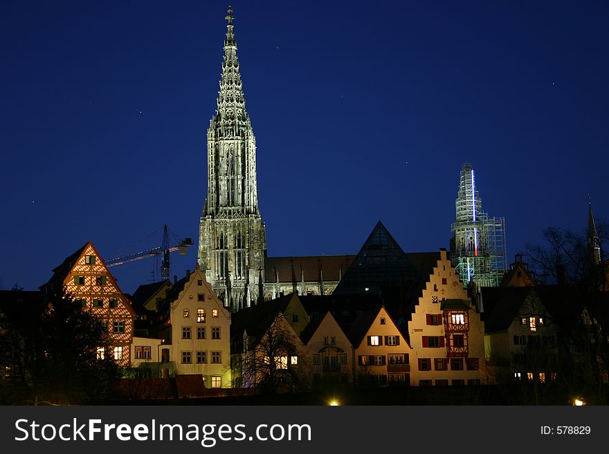 Minstre of ulm at night. Minstre of ulm at night