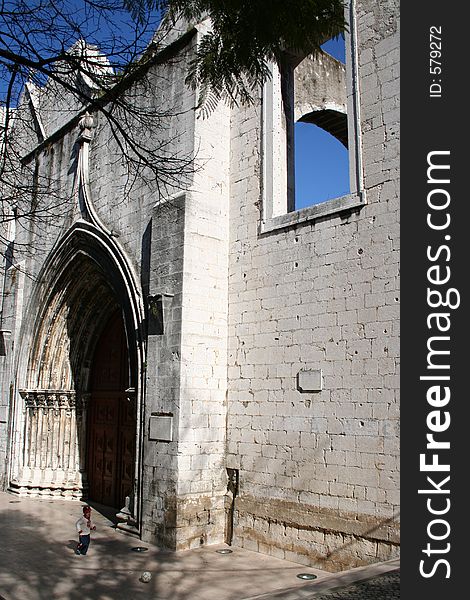 Ruined church in Lisbon, Portugal