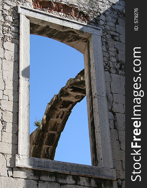 Window in old church in Lisbon