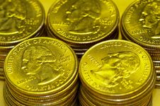 Golden Quarter Dollar Stock Images Golden Quarter Dollar Stock Images