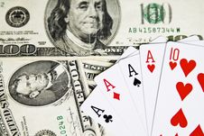 Poker Cards And Dollar Bills Stock Image Poker Cards And Dollar Bills Stock Image