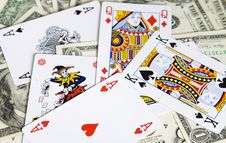 Poker Cards And Dollar Bills Royalty Free Stock Image Poker Cards And Dollar Bills Royalty Free Stock Image