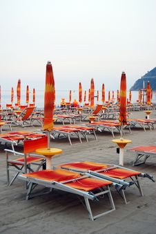 Closed Umbrellas On The Beach Royalty Free Stock Image Closed Umbrellas On The Beach Royalty Free Stock Image