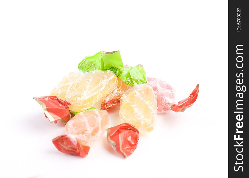 Sweet color candyes at white background