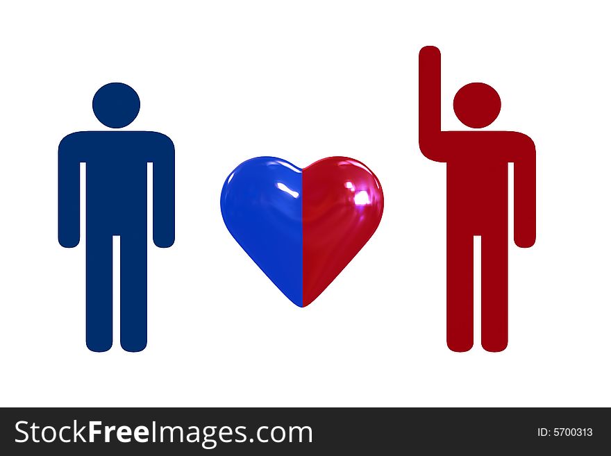 Couple with heart symbol - isolated illustration