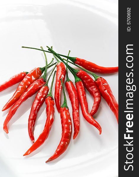 Red Hot Peppers On White Plate