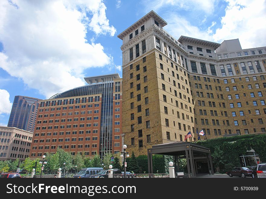 A picture of office buildings in downtown St. Paul. A picture of office buildings in downtown St. Paul