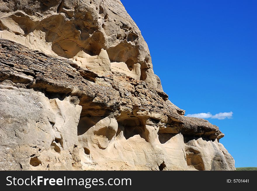 Hoodoos and sandstones in writing-on-stone provincial park, alberta, canada