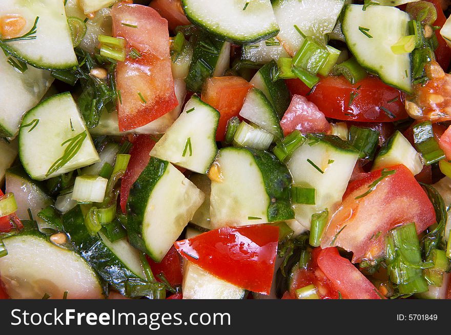 Vegetable salad photographed close up