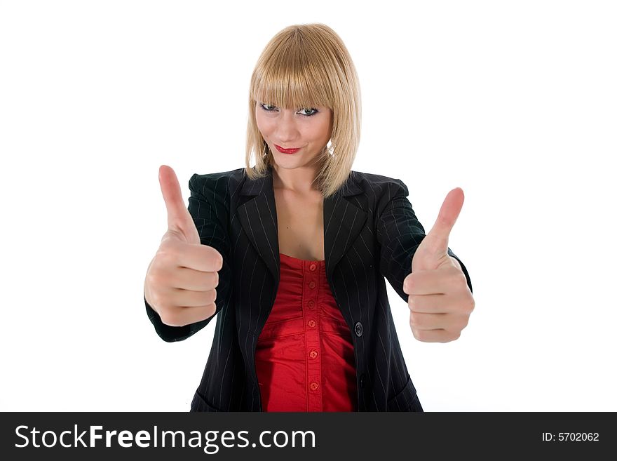 Expressive woman on white background