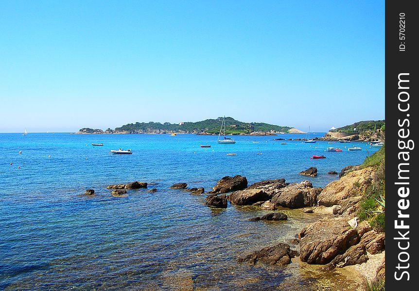 French coast with blue sea - in France