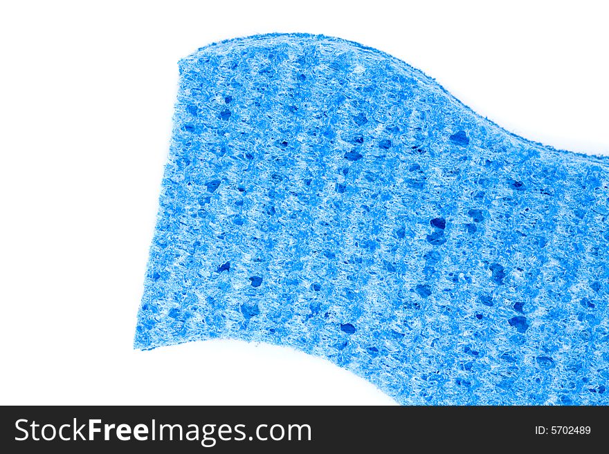 Wavy Blue Sponge on a White Background. Wavy Blue Sponge on a White Background