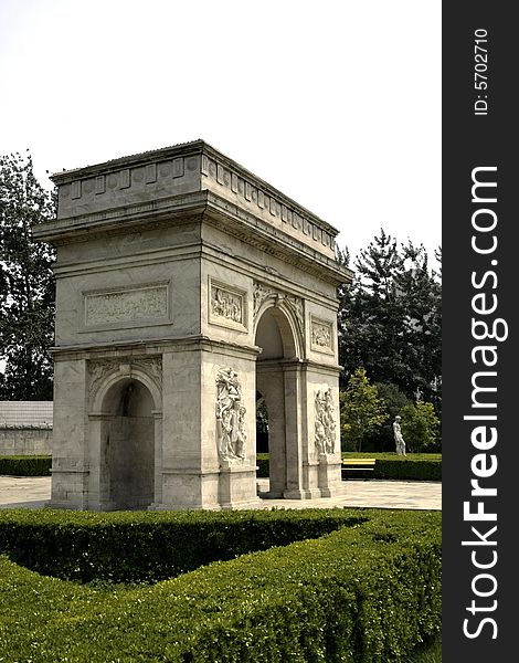 A Western-style buildingin,Arch of Triumph in a park in China. A Western-style buildingin,Arch of Triumph in a park in China